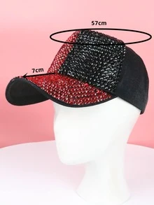 Rhinestone Decor Baseball Cap - Black - View 6