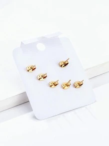 3 Cặp/bộ Tinh Tế Vi Dát Nhân Tạo Đính Đá Cubic Zirconia Bông Tai Tam Giác Cho Nữ, Trang Sức Khuyên Bằng Thép Không Gỉ Không Gây Dị Ứng - Vàng - Xem 3