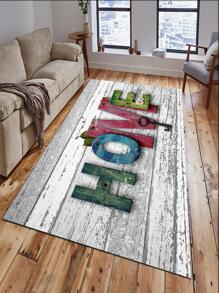 1 pieza con estampado de letra antideslizante moderno poliéster piso para viviendo dormitorio - Multicolor - Ver 2