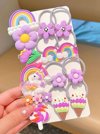 Set de pinzas y lazos para el cabello a la moda para mujer de 15 piezas (color aleatorio)