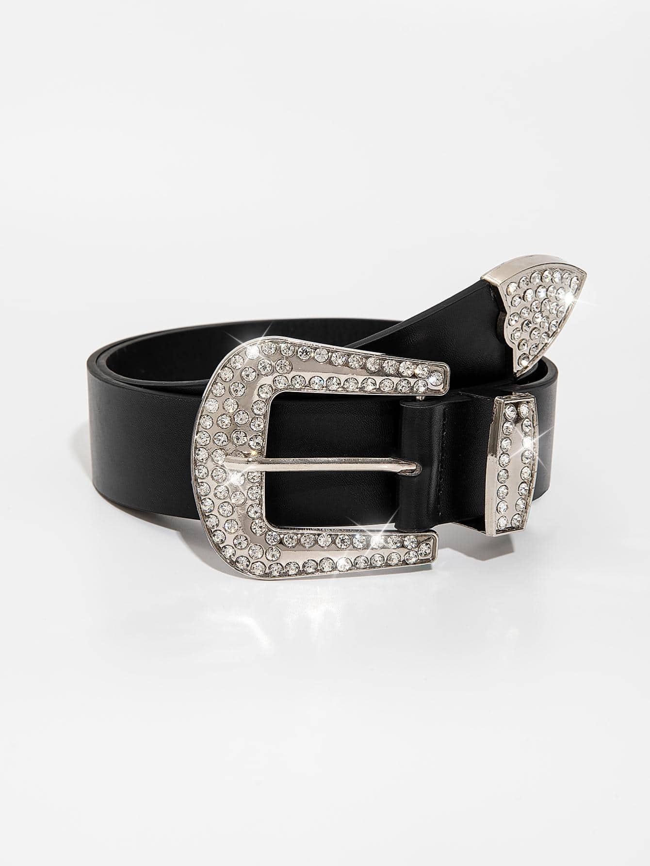 1 pieza Cinturón de moda con decoración de rhinestones para mujer, para uso diario, Halloween, verano, escuela, otoño, Halloween - Negro - Ver 1