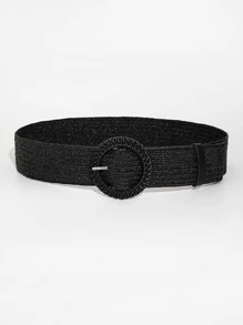 1 cái thắt lưng nữ khóa tròn boho rơm cho bãi biển - màu đen - Xem 2