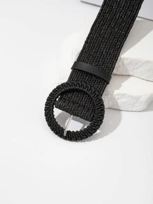 1 cái thắt lưng nữ khóa tròn boho rơm cho bãi biển - màu đen - Xem 3
