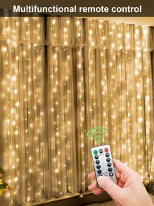 1 pièce 3M 100/200/300 LED Rideau Guirlande Lumineuse, Lumières Décoratives De Rideau Alimentées Par USB Avec 8 Modes D'éclairage Et Télécommande. Convient Pour La Chambre, La Fête, La Décoration Murale Blanche Et Les Décorations De Fête Comme Noël, Halloween, Action De Grâce Et La Rentrée Scolaire.