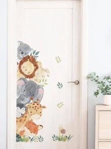 卡通動物圖案牆貼可愛PVC自粘牆藝術貼花適用於家居裝飾 - 深灰色 - 查看 3