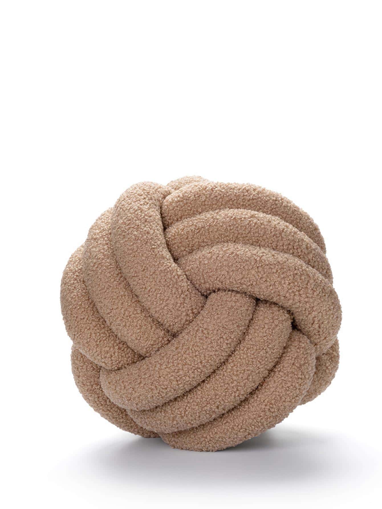 Gối trang trí Twist Ball Design, Gối ném vải nỉ kaki, Trang chủ - Màu Khaki - Xem 1