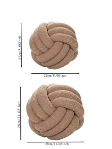Gối trang trí Twist Ball Design, Gối ném vải nỉ kaki, Trang chủ - Màu Khaki - Xem 2