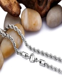 1入組鈦鋼六邊形打磨男士項鍊,嘻哈風格扣環鏈條樣式項鍊