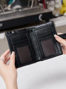 Pequena carteira de PU macia para senhoras, carteira fina com duas dobras, porta-cartões de crédito, dinheiro portátil, trabalhadores de colarinho branco, para homens, faculdade, trabalho, negócios, deslocamento, escritório, para aniversário, para casal, para presente de aniversário, no dia dos namorados, presente, presentes, para professores, para mulheres, carteira, bolsa, carteira, pequena carteira