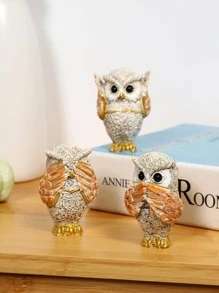 3 件蓝色猫头鹰装饰工艺品，适用于房间装饰，耐用家居装饰品，卧室装饰配件 - 黃色 - 查看 4