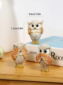 3 件蓝色猫头鹰装饰工艺品，适用于房间装饰，耐用家居装饰品，卧室装饰配件 - 黃色 - 查看 6