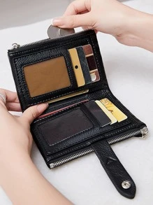 Pequena carteira de PU macia para senhoras, carteira fina com duas dobras, porta-cartões de crédito, dinheiro portátil, trabalhadores de colarinho branco, para homens, faculdade, trabalho, negócios, deslocamento, escritório, para aniversário, para casal, para presente de aniversário, no dia dos namorados, presente, presentes, para professores, para mulheres, carteira, bolsa, carteira, pequena carteira