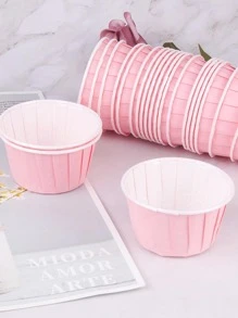 50pcs Muffin Baking Cups, Grease-Proof Aluminum Foil Lined Cupcake Liners, For Halloween Home Party Gathering With Friends & Coworkers - Pink - View 3