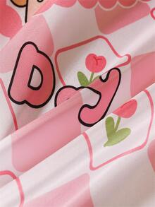 3pcs Cartoon Graphic Bed Skirt Set, 1pc Bed Skirt And 2pcs Pillow Case, Pillow Insert Not Include, Cute Ruffle Bed Sheet, For Summer - Multicolor - View 5