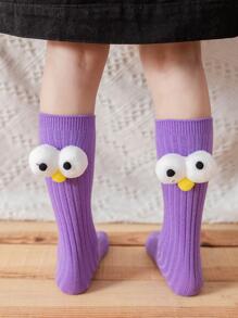 Niños 1 par Medias largas con diseño de dibujos animados - Morado - Ver 2