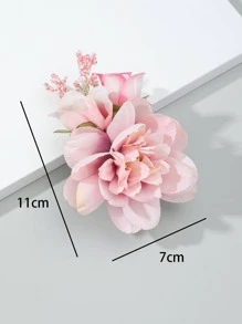 1个女士花朵装饰时尚鳄鱼夹发夹，适合发饰、波西米亚风、情人节等场合，也可作发爪夹、发卡、发夹、发饰等使用，适合上学等场合。 - 粉色 - 查看 4