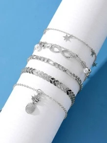 5 cái/bộ Đồ trang trí Ngọc Trai giả vòng chân - Bạc - Xem 4
