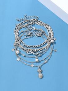 5 cái/bộ Đồ trang trí Ngọc Trai giả vòng chân - Bạc - Xem 2