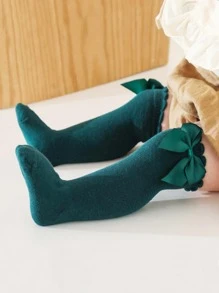 1pair Baby Bow Decor Knee High Socks