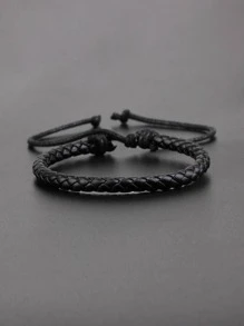 Men Minimalist Braided Bracelet For Daily Decoration For A Stylish Look - Black - View 3