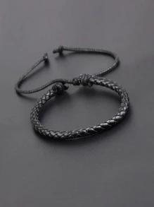 Men Minimalist Braided Bracelet For Daily Decoration For A Stylish Look - Black - View 4