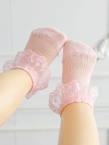 Vớ trang trí viền ren cho bé cho mùa hè - Hồng - Xem 3