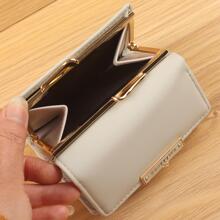 花卉图案小钱包 PU 便携，钱，现金白领人士，适合女大学生，工作，商务，通勤，办公室，周年纪念，情侣，生日礼物，情人节礼物，礼物 - 米色 - 查看 5