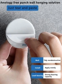 1入組不銹鋼圓形底座粘合掛鉤，適用於衣服/浴室毛巾，新型強力膠掛鉤，適用於廚房、浴室、門，無需鑽孔