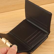 Floral Pattern PU Black Mini Thin Lightweight Multi Layer Credit Card ID Card Cash Minimalist Fashion Modern Business Anniversary On Valentine Day For Birthday Gift Gift Couple Women Girls Lady Female Gift For Women Wallet Purse Wallet Small Wallet - Black - View 5