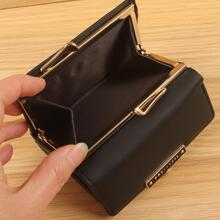 Floral Pattern PU Black Mini Thin Lightweight Multi Layer Credit Card ID Card Cash Minimalist Fashion Modern Business Anniversary On Valentine Day For Birthday Gift Gift Couple Women Girls Lady Female Gift For Women Wallet Purse Wallet Small Wallet - Black - View 6