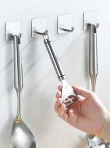 1 Móc Vuông Bằng Thép Không Gỉ Không Cần Đóng Đinh Móc Nhà Tắm, Móc Dính Nhà Bếp, Móc Kim Loại Chịu Lực, Móc Treo Quần Áo Cho Phòng Tắm & Nhà Vệ Sinh - Bạc - Xem 2