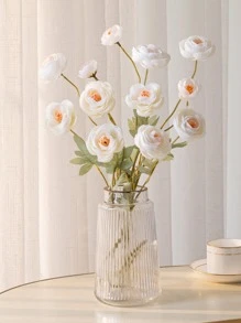 Bộ 3 bông hoa nhân tạo, mỗi bông có 4 bông hoa mẫu đơn, phong cách Bắc Âu đơn giản hiện đại, hoàn hảo cho đám cưới hoặc trang trí nhà - trắng - Xem 1