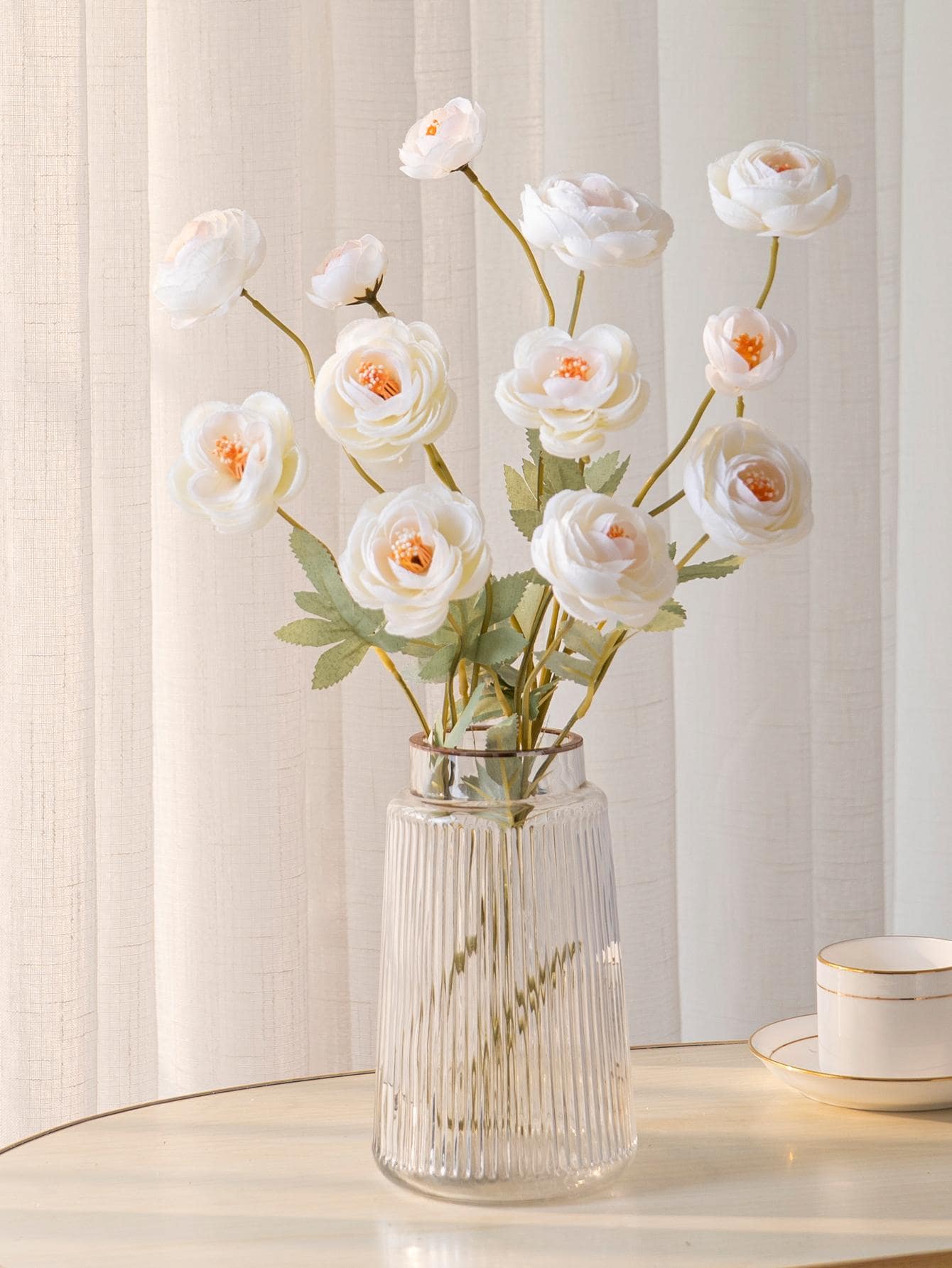 Bộ 3 bông hoa nhân tạo, mỗi bông có 4 bông hoa mẫu đơn, phong cách Bắc Âu đơn giản hiện đại, hoàn hảo cho đám cưới hoặc trang trí nhà - trắng - Xem 1