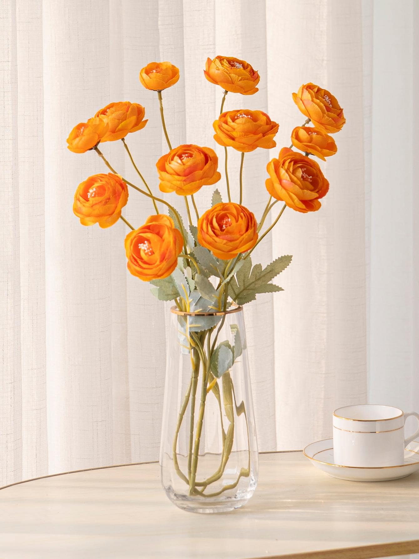 朵人造花，每朵 4 朵牡丹，現代簡約北歐風格，適合婚禮裝飾和家居裝飾。 - 橘色 - 查看 1