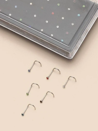 40 piezas Anillo de nariz para mujer Joyas Anillo de nariz Aro en forma de S Tornillo de perno prisionero de nariz Hipoalergénico Nariz Anillo de nariz de acero inoxidable Pendientes de perno