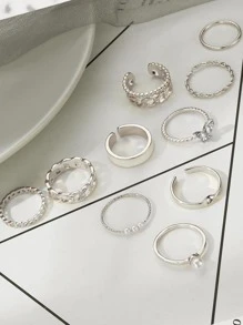 10 cái/bộ Nhẫn trang trí hình bướm - Bạc - Xem 3