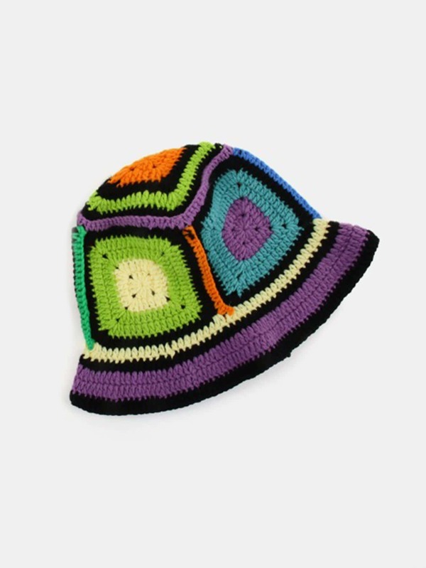 Color Block Crochet Hat SHEIN USA