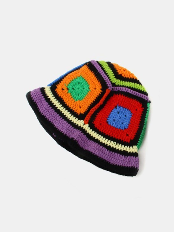 Color Block Crochet Hat SHEIN USA