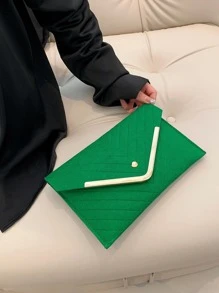 鋸齒紋信封包翻蓋金屬裝飾綠色 - 綠色 - 查看 4