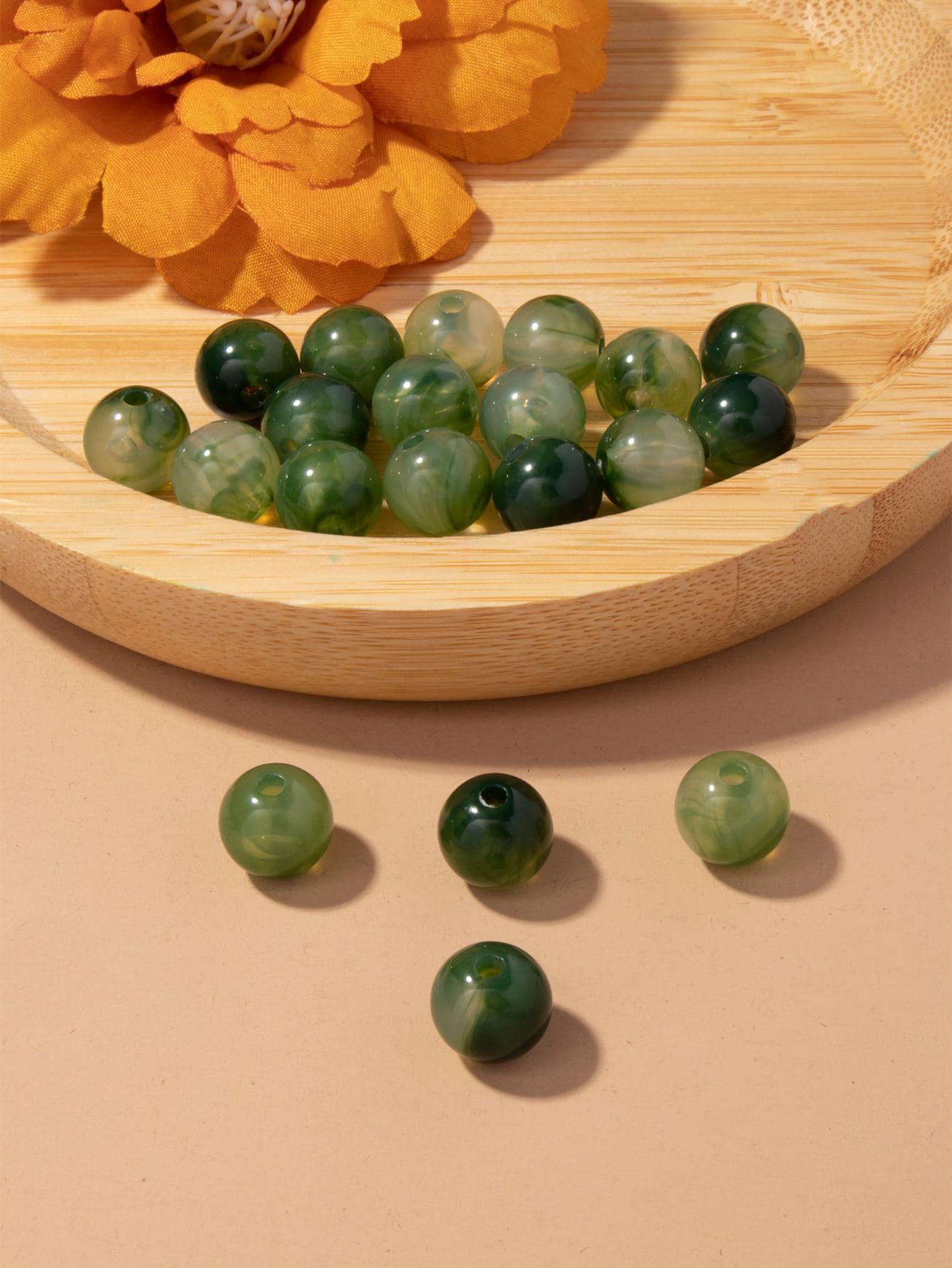 20顆仿玉綠色圓珠項鍊、手鍊製作 - 綠色 - 查看 1