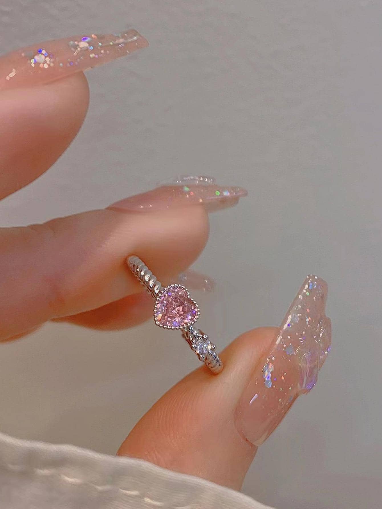 1 Nhẫn Đính Đá Cubic Zirconia Màu Hồng Cho Hẹn Hò & Trang Sức Nữ Tình Yêu - Nhiều màu - Xem 1