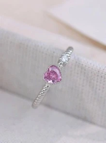 1 Nhẫn Đính Đá Cubic Zirconia Màu Hồng Cho Hẹn Hò & Trang Sức Nữ Tình Yêu - Nhiều màu - Xem 4