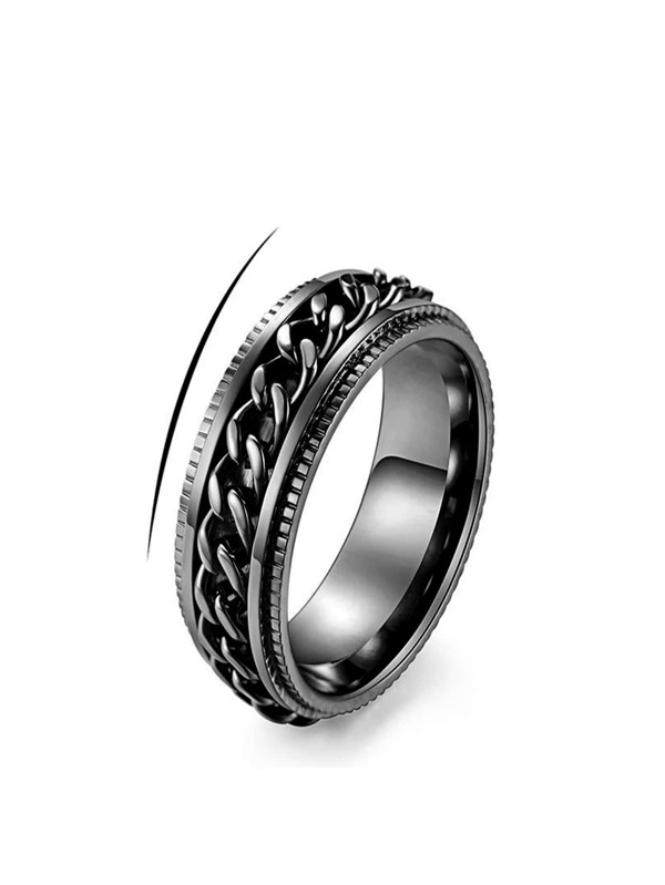 1pc Rotatable Creative Novelty Fashionable Titanium Steel Ring For Men Stress-relief Anti Anxiety Stainless Steel Ring Popular Rotatable Chain Titanium Steel Men's Ring European And American Style Fashion Ring For Men And Women Personality Street Fashion Rotatable Ring Fashion Accessory Gorgeous Uncommon Couple Rings Sports Rock Punk Style Ring Romantic Lovely Creative Rotatable Chain Ring