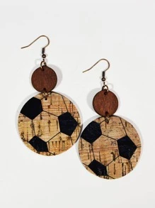 1對輕便幾何足球啦啦隊長圖案雙面耳環適合女士 - 彩色 - 查看 3