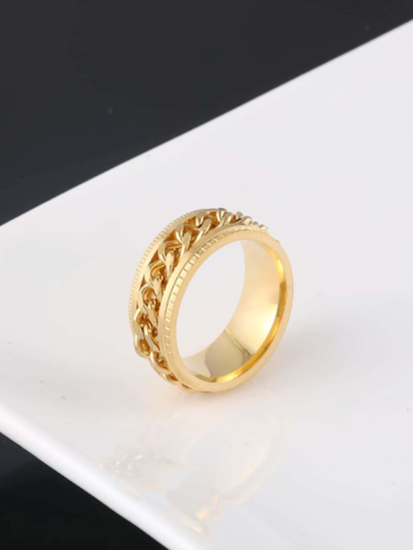 1pc Rotatable Creative Titanium Alloy Ring, Fashionable Stainless Steel