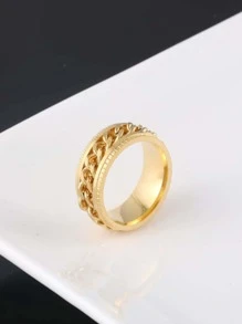 1 chiếc nhẫn thép titan xoay độc đáo và sáng tạo dành cho nam giới, nhẫn thép không gỉ giảm căng thẳng, nhẫn thép titan thiết kế dây chuyền xoay phổ biến, nhẫn đeo ngón trỏ kiểu Châu Âu và Mỹ, nhẫn xoay phong cách Punk & Hip-Hop cá tính, nhẫn đôi thời trang dễ phối đồ, nhẫn phong cách thể thao, Rock & Punk, nhẫn dây chuyền xoay lãng mạn và đáng yêu. - Vàng - Xem 4