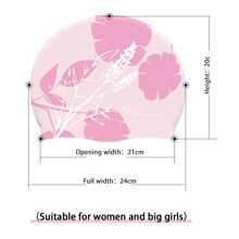 MYSTYLE Gorro de silicona para nadar, gorro de natación para mujer, gorro de natación estampado, gorro de natación para niñas, gorro de baño cómodo ideal para cabello rizado, corto, medio y largo, gorro de ducha mantiene el peinado sin cambios - Rosa - Ver 6