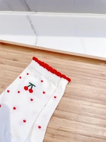 1 đôi tất nữ họa tiết hoa anh đào dễ thương cho mùa xuân - Nhiều màu - Xem 2