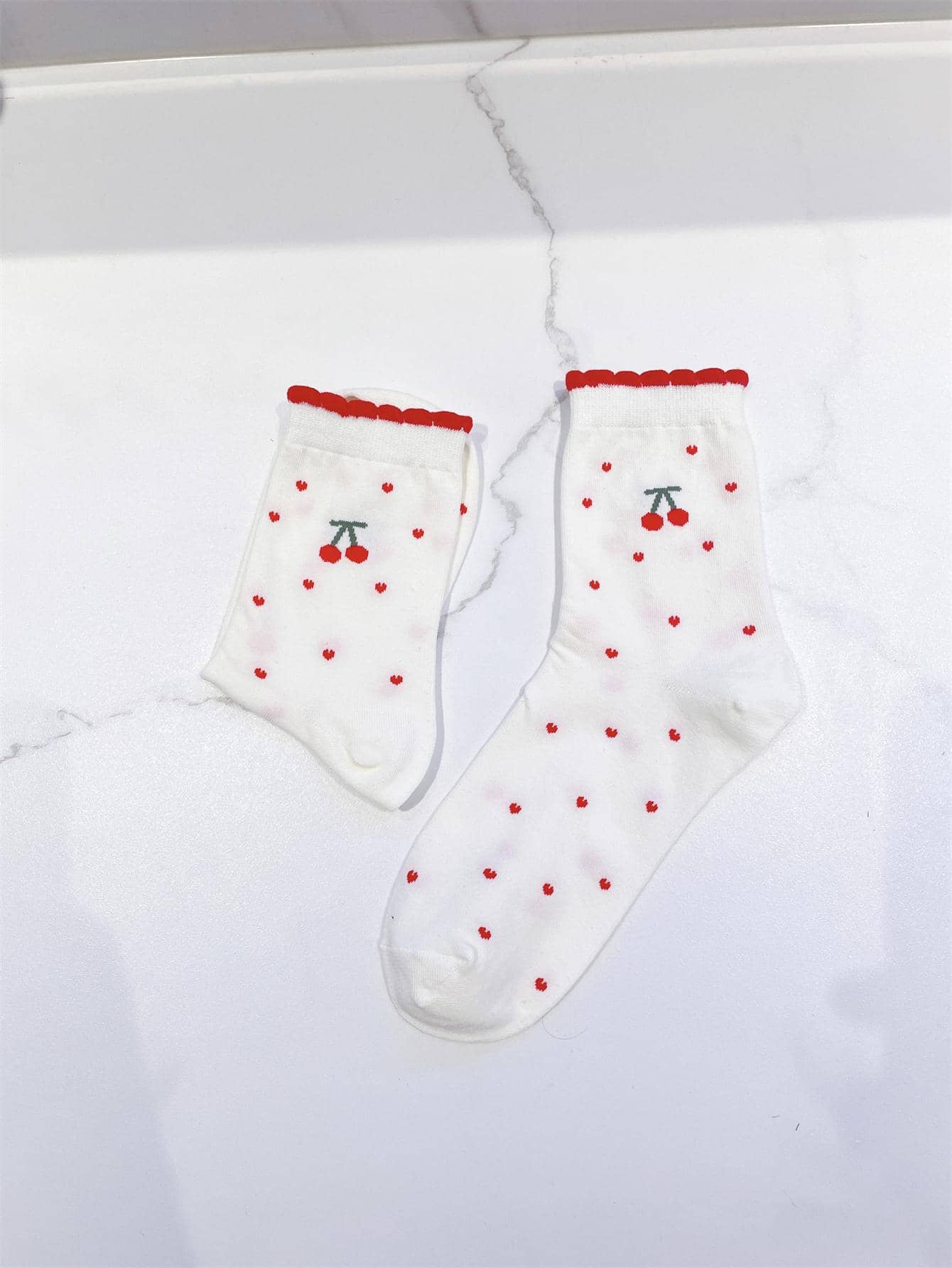 1 đôi tất nữ họa tiết hoa anh đào dễ thương cho mùa xuân - Nhiều màu - Xem 1