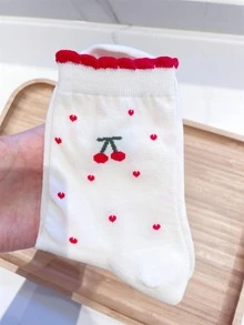1 đôi tất nữ họa tiết hoa anh đào dễ thương cho mùa xuân - Nhiều màu - Xem 4